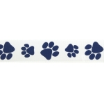 7/8" Navy Paw Grosgrain Ribbon