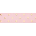 1.5" Pink Blush/Gold Foil Dots Grosgrain Ribbon