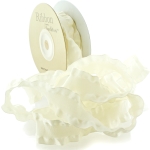 Ivory Satin Double Ruffle Ribbon