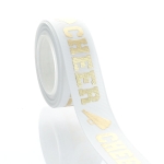 7/8" Gold Foil Cheer Text Grosgrain Ribbon