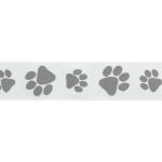 7/8" Silver Paw Grosgrain Ribbon