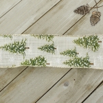 2 1/2" Wired Ribbon Green Woodland Trees on Cream