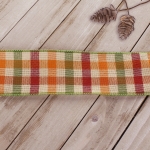 2 1/2" Wired Ribbon Fall Gingham Plaid Orange/Green/Maroon