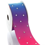 1.5" Rhinestones Bright Pastel Ombre Grosgrain Ribbon