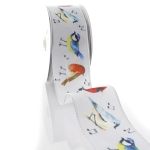 2 1/2" Wired Ribbon Winter Songbirds