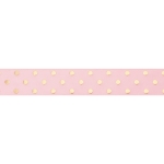 7/8" Pink Blush/Gold Foil Dots Grosgrain Ribbon