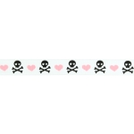 3/8" Black/Pink Skulls Grosgrain Ribbon