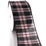 4" Wired Red/Black Buffalo Plaid Burlap Ribbon