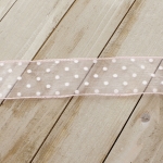 1 1/2" Wired Sheer w/ White Flocked Polka Dots Light Pink