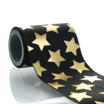 3" Black w/ Gold Foil Stars Cheer Grosgrain Ribbon