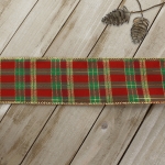 2 1/2" Wired Ribbon Red/Green Christmas Tartan Plaid