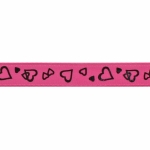 3/8" Hot Pink/Black Hearts Grosgrain Ribbon