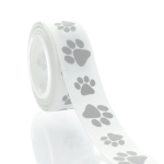 7/8" Silver Paw Grosgrain Ribbon