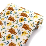 Sunflowers Highlander Cow Bullet Fabric