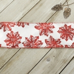 2 1/2" Wired Ribbon Red Glitter Poinsettia