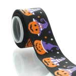 1.5" Black Jack-o-Lantern Grosgrain Ribbon