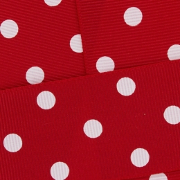 Red w/ White Dots Grosgrain Ribbon HBC