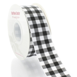 1.5" Black/White Buffalo Plaid Grosgrain Ribbon