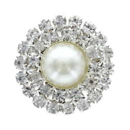 Pearl w/ Rhinestone Surround Embellishment Center