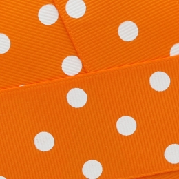 Tangerine Orange w/ White Dots Grosgrain Ribbon HBC