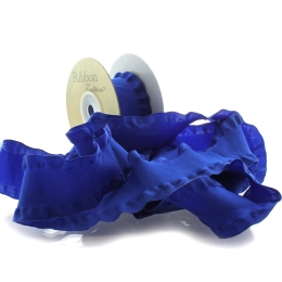 Royal Blue Satin Double Ruffle Ribbon