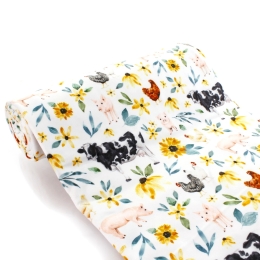 Sunflower Farm Animals DBP Fabric