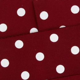 Maroon w/ White Dots Grosgrain Ribbon HBC