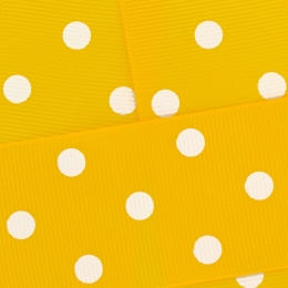 Yellow w/ White Dots Grosgrain Ribbon HBC