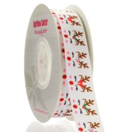 7/8" Reindeer Faces Grosgrain Ribbon