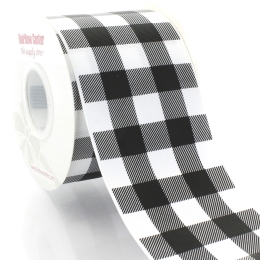 3" Black/White Buffalo Plaid Grosgrain Ribbon