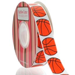 7/8" Basketball Grosgrain Ribbon