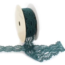 Hunter Green 7/8" Ribbon Hole French Lace Trim