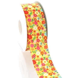 1.5" Yellow Floral Grosgrain Ribbon