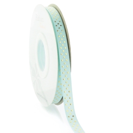 3/8" Mineral Ice/Gold Foil Dots Grosgrain Ribbon