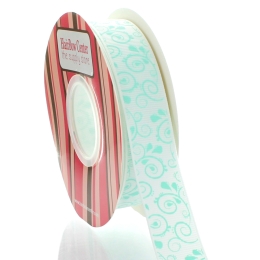 7/8" Aqua Swirls Grosgrain Ribbon