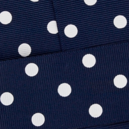 Navy Blue w/ White Dots Grosgrain Ribbon HBC