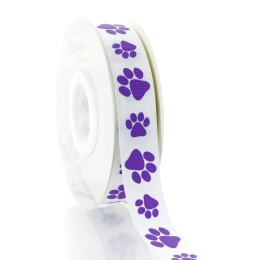 7/8" Purple Paw Grosgrain Ribbon