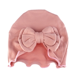 Ruffle Bow Cotton Beanie Hat