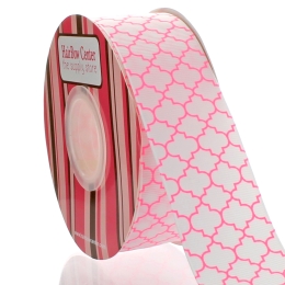 1.5" Pink Quatrefoil Grosgrain Ribbon