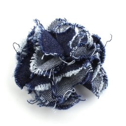 3" Frayed Denim Fabric Flowers