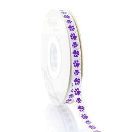 3/8" Purple Paw Grosgrain Ribbon