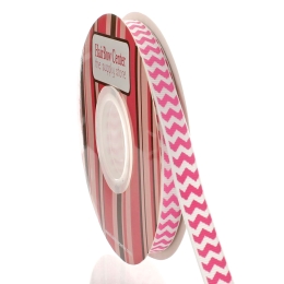 3/8" Hot Pink Chevron ZigZag Grosgrain Ribbon