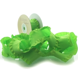 Apple Green Satin Double Ruffle Ribbon