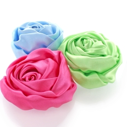 3" Twisted Rose Satin Fabric Hair Flower