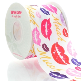 3" Muah Lips Grosgrain Ribbon