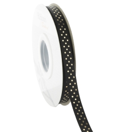 3/8" Black/Gold Foil Dots Grosgrain Ribbon