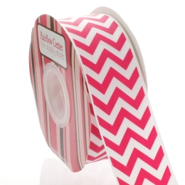 1.5" Shocking Pink Chevron ZigZag Grosgrain Ribbon