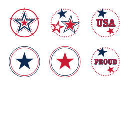 1" Patriotic Stars Bottle-Cap Images