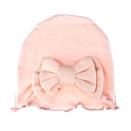 Ruffle Bow Cotton Beanie Hat