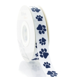 7/8" Navy Paw Grosgrain Ribbon